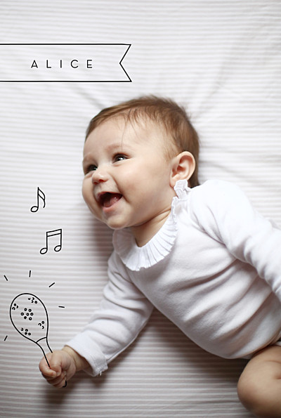 Faire-part de naissance Mon petit musicien noir finition Faire-part de naissance Mon petit musicien noir finition
