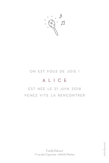 Faire-part de naissance Mon petit musicien noir - Page 2 Faire-part de naissance Mon petit musicien noir - Page 2