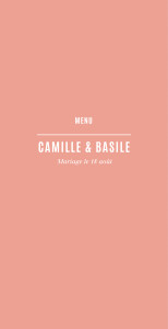 Menu de mariage Trait contemporain corail Menu de mariage Trait contemporain corail