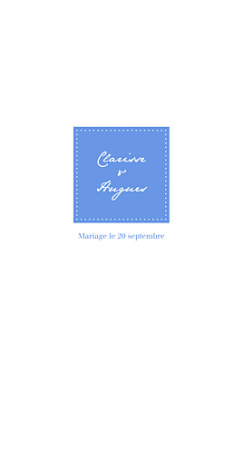 Menu de mariage Carré contemporain bleu - Recto