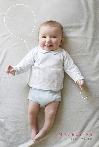 Faire-part de naissance Mon petit ballon blanc finition Faire-part de naissance Mon petit ballon blanc finition