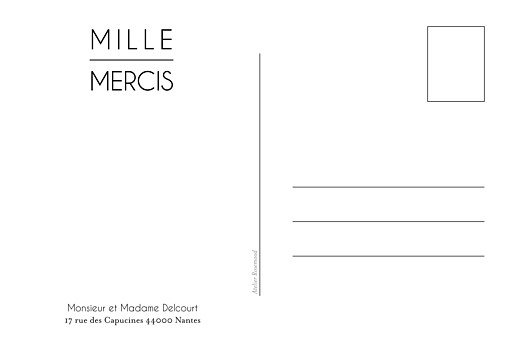 Carte de remerciement mariage Toi & Moi carte postale blanc - Verso Carte de remerciement mariage Toi & Moi carte postale blanc - Verso