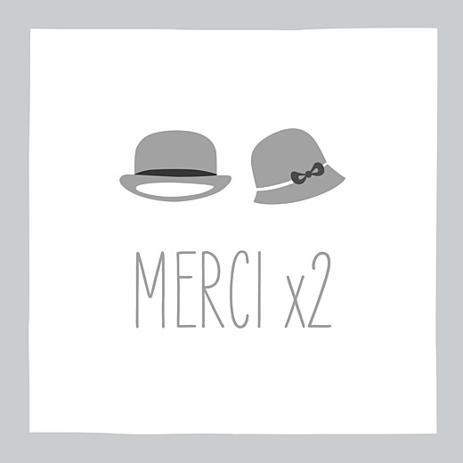 Carte de remerciement Merci dandy coquette gris Carte de remerciement Merci dandy coquette gris