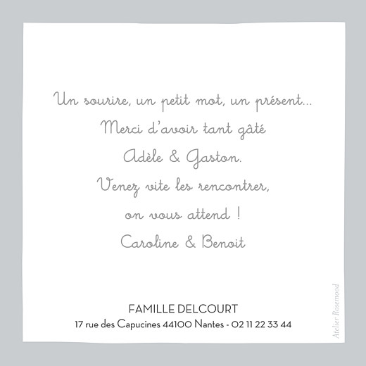 Carte de remerciement Merci dandy coquette gris - Page 2 Carte de remerciement Merci dandy coquette gris - Page 2