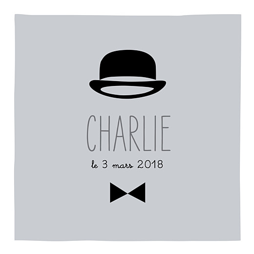 Faire-part de naissance Petit dandy (triptyque) gris Faire-part de naissance Petit dandy (triptyque) gris