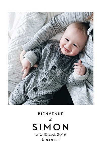 Faire-part de naissance Original 2 photos portrait blanc finition Faire-part de naissance Original 2 photos portrait blanc finition