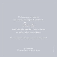 Faire-part de baptême Classique liseré photo gris Faire-part de baptême Classique liseré photo gris