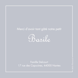 Carte de remerciement Merci classique liseré photo gris Carte de remerciement Merci classique liseré photo gris