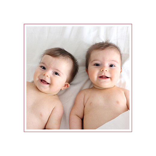 Faire-part de naissance Classique liseré jumeaux photos rose grenadine - Page 2