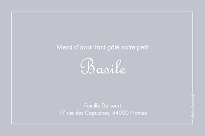 Carte de remerciement Merci classique liseré paysage gris finition Carte de remerciement Merci classique liseré paysage gris finition