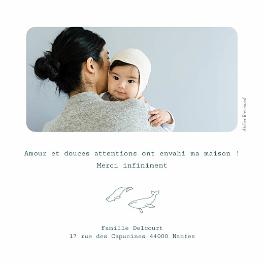 Carte de remerciement Merci baleine extraordinaire beige - Verso Carte de remerciement Merci baleine extraordinaire beige - Verso