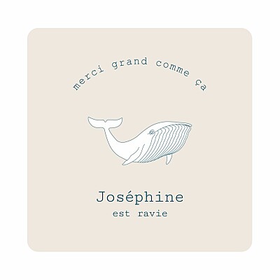 Carte de remerciement Merci baleine extraordinaire beige finition Carte de remerciement Merci baleine extraordinaire beige finition