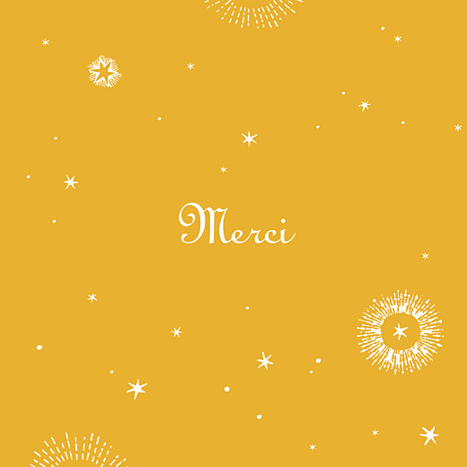 Carte de remerciement Merci Constellation photo jaune or - Recto