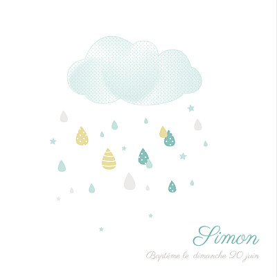 Faire-part de baptême Tombe la pluie bleu finition Faire-part de baptême Tombe la pluie bleu finition