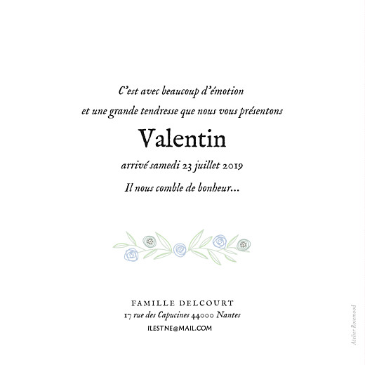 Faire-part de naissance Douceur champêtre (dorure) bleu Faire-part de naissance Douceur champêtre (dorure) bleu