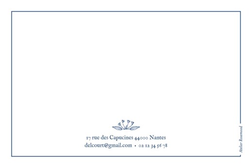 Carte de correspondance Nature chic bleu - Verso Carte de correspondance Nature chic bleu - Verso