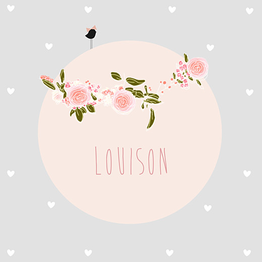 Faire-part de naissance Bucolique triptyque gris rose Faire-part de naissance Bucolique triptyque gris rose