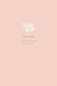 Menu de baptême Comptine rose Menu de baptême Comptine rose