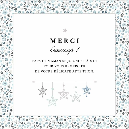 Carte de remerciement Petit liberty origami étoile bleu - Verso Carte de remerciement Petit liberty origami étoile bleu - Verso