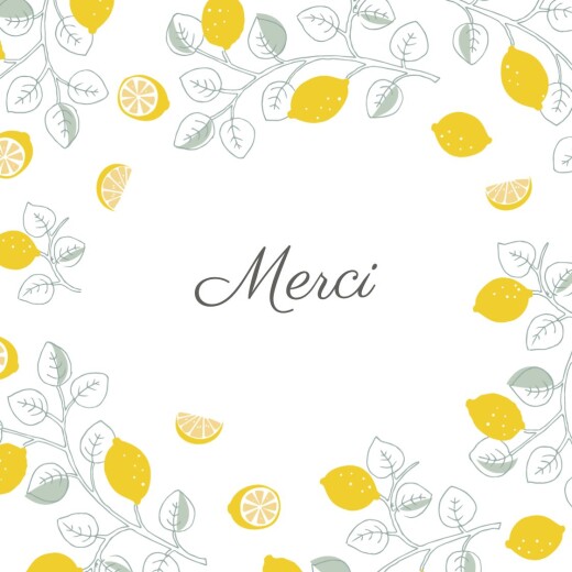 Carte de remerciement Petits citrons photo jaune - Verso Carte de remerciement Petits citrons photo jaune - Verso