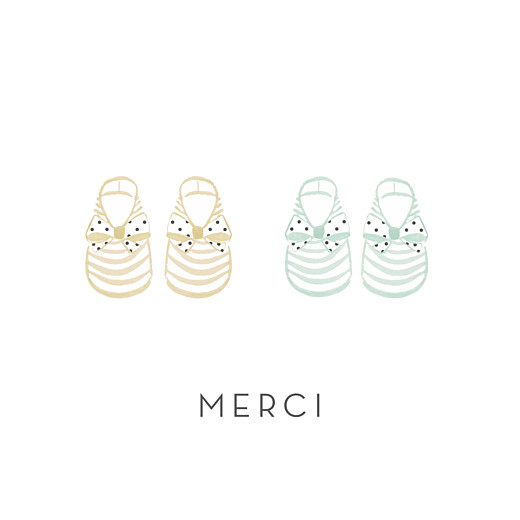 Carte de remerciement Merci petit minois jumeaux jaune & vert Carte de remerciement Merci petit minois jumeaux jaune & vert