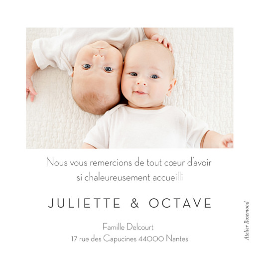 Carte de remerciement Merci petit minois jumeaux jaune & vert - Page 2 Carte de remerciement Merci petit minois jumeaux jaune & vert - Page 2