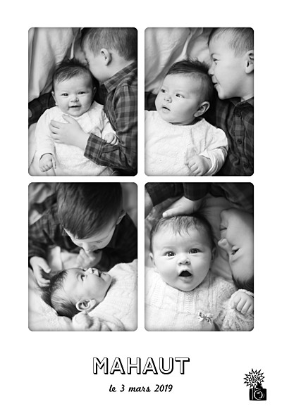 Faire-part de naissance Instant photos blanc finition Faire-part de naissance Instant photos blanc finition