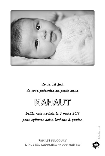 Faire-part de naissance Instant photos blanc - Verso Faire-part de naissance Instant photos blanc - Verso
