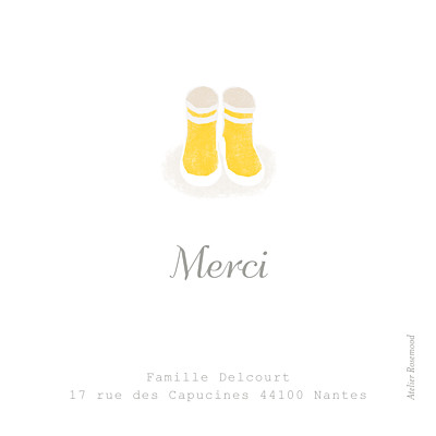 Carte de remerciement Merci balade (carré) jaune finition Carte de remerciement Merci balade (carré) jaune finition
