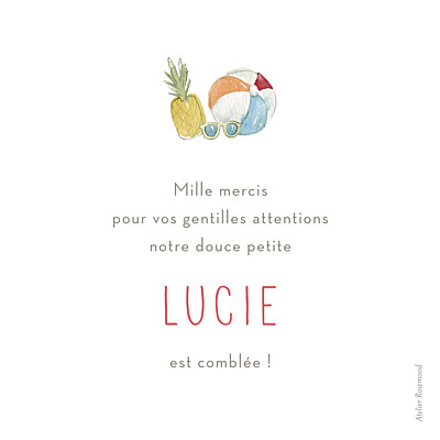Carte de remerciement Petit hello summer photo blanc finition Carte de remerciement Petit hello summer photo blanc finition