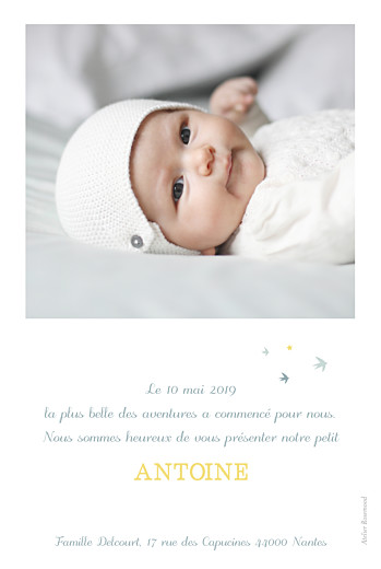 Faire-part de naissance Sunshine photo jade - Verso Faire-part de naissance Sunshine photo jade - Verso
