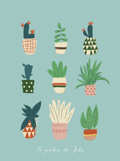 Affichette Cacti cactus bleu - Recto Affichette Cacti cactus bleu - Recto