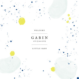 Faire-part de naissance Bulles d'aquarelle photo bleu-jaune