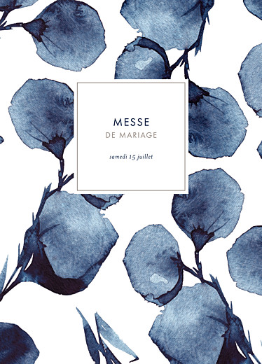 Livret de messe mariage Ombres florales bleu - Page 1