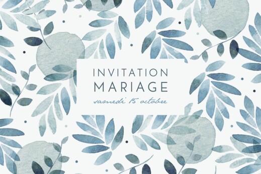 Carton d'invitation mariage Nuit d'été bleu - Recto Carton d'invitation mariage Nuit d'été bleu - Recto