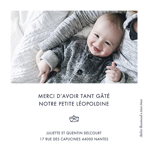 Carte de remerciement Merci émoi émoi blanc - Verso Carte de remerciement Merci émoi émoi blanc - Verso
