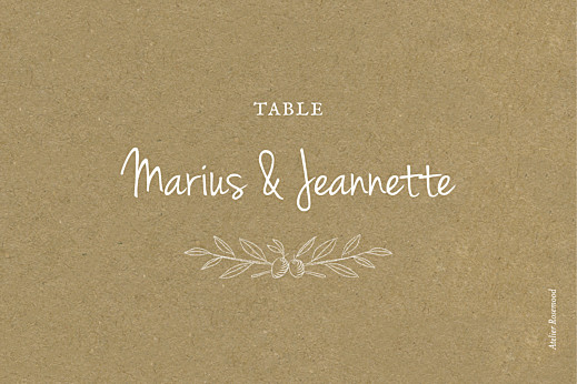 Marque-table mariage Provence Kraft - Recto