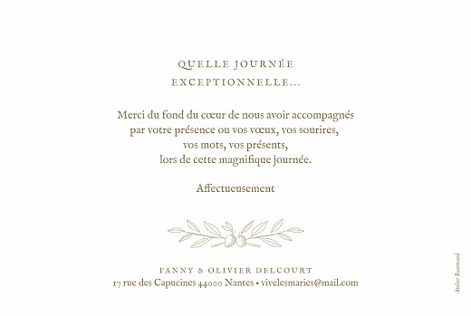 Carte de remerciement mariage Provence Kraft - Verso Carte de remerciement mariage Provence Kraft - Verso