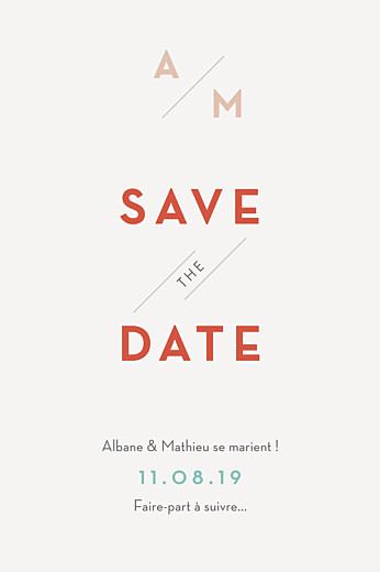 Save the Date Graphique orange et turquoise - Page 1