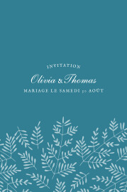 Carton d'invitation mariage Mille fougères (portrait) bleu