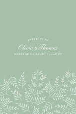 Carton d'invitation mariage Mille fougères (portrait) vert Carton d'invitation mariage Mille fougères (portrait) vert