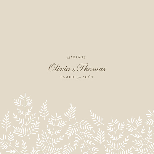 Faire-part de mariage Mille fougères (4 pages) beige Faire-part de mariage Mille fougères (4 pages) beige
