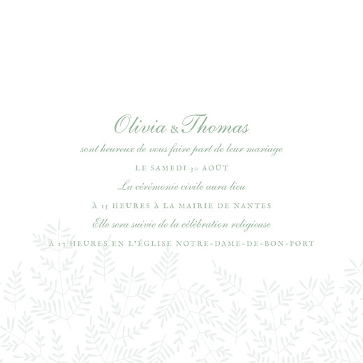 Faire-part de mariage Mille fougères (4 pages) vert - Page 3 Faire-part de mariage Mille fougères (4 pages) vert - Page 3