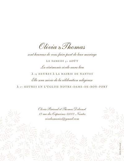 Faire-part de mariage Mille fougères beige - Verso Faire-part de mariage Mille fougères beige - Verso