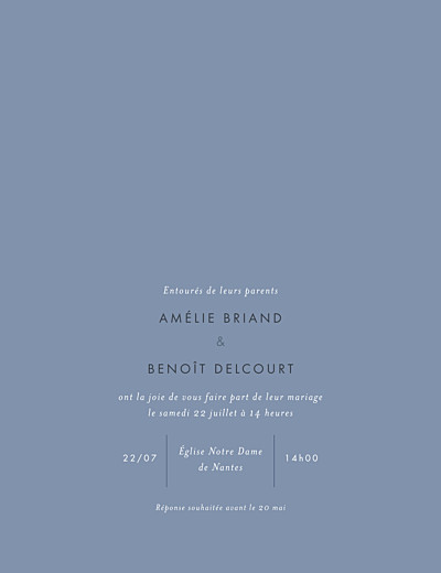 Faire-part de mariage Lettres d'amour portrait dorure bleu finition Faire-part de mariage Lettres d'amour portrait dorure bleu finition