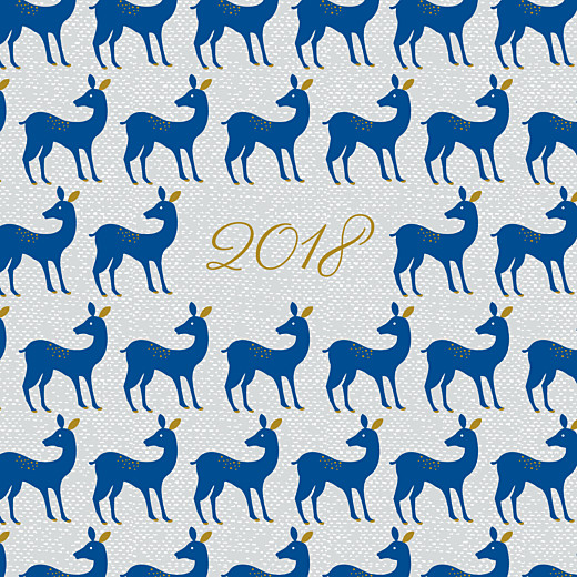 Carte de voeux Petites biches de noël bleu Carte de voeux Petites biches de noël bleu