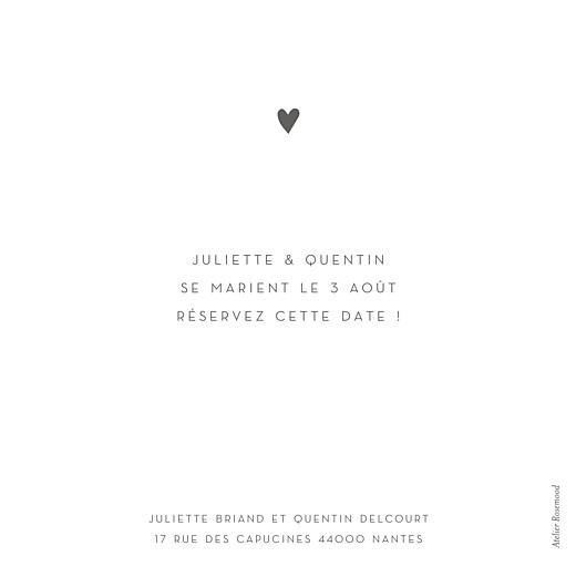 Save the Date Élégant cœur (dorure) blanc - Verso