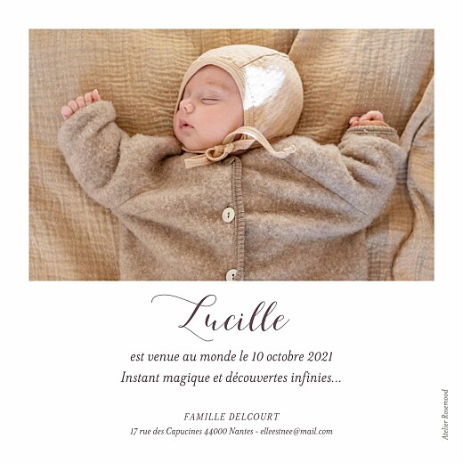 Faire-part de naissance Petits habits moutarde - Verso Faire-part de naissance Petits habits moutarde - Verso