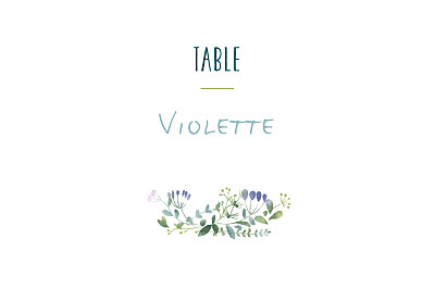 Marque-table mariage Bouquet sauvage bleu finition