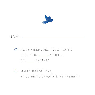 Carton réponse mariage Jardin anglais bleu finition Carton réponse mariage Jardin anglais bleu finition